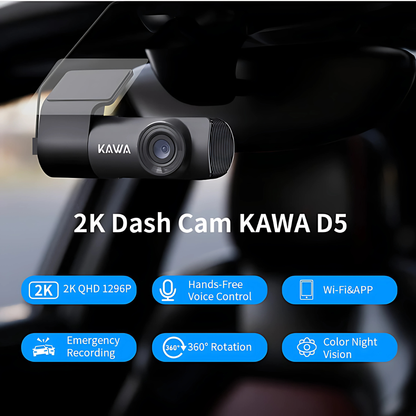🚘 KAWA D5 – 2K QHD Dashcam met WiFi, GPS en Nachtzicht