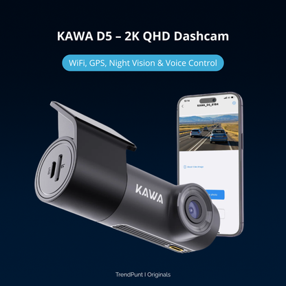 🚘 KAWA D5 – 2K QHD Dashcam met WiFi, GPS en Nachtzicht
