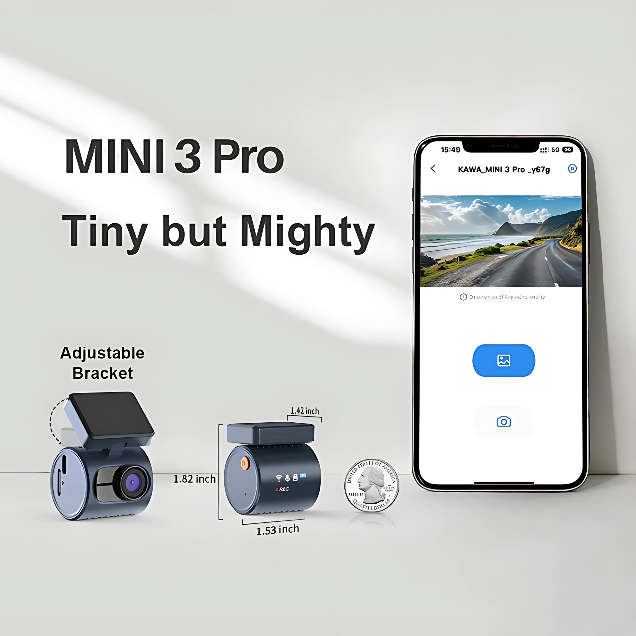 🚘 KAWA Mini 3 Pro – Ultra-Compacte 2K Dashcam met WiFi, Spraakbesturing & Nachtzicht